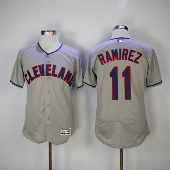 Men Cleveland Indians 11 Jose Ramirez Grey Elite MLB Jerseys